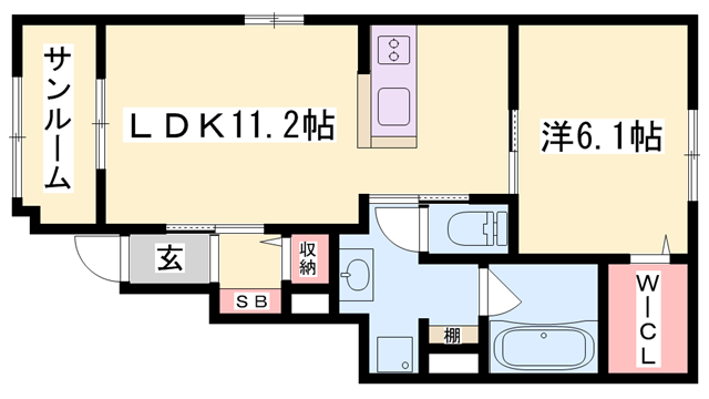 KIBOU S(1LDK/1階)の間取り写真