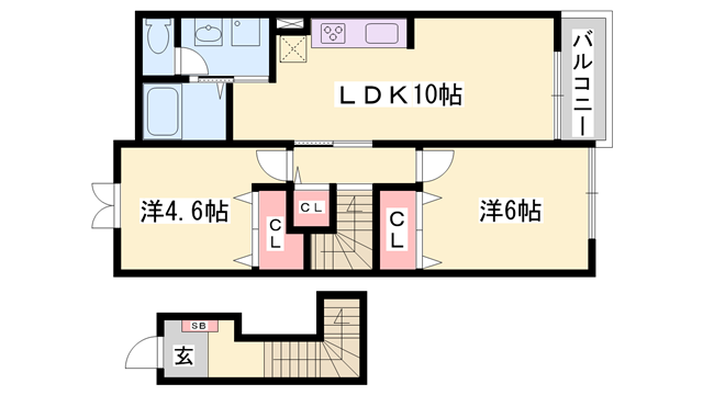 ピュアメゾン(2LDK/2階)の間取り写真