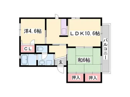 シャーメゾンさくら坂(2LDK/2階)の間取り写真