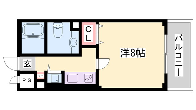パークハイム弐番館B棟(1K/3階)の間取り写真
