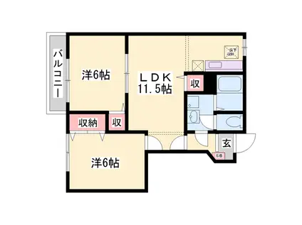 ベルク・エム(2LDK/1階)の間取り写真