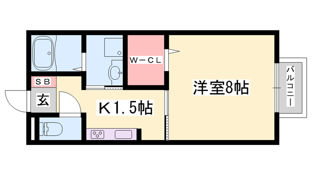 ジェントル阿成(1K/2階)の間取り写真