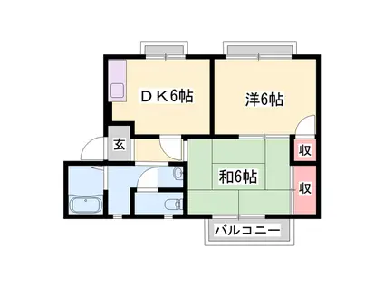 メゾンセントラルパーク(2DK/2階)の間取り写真