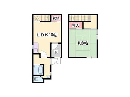 姫新線 余部駅 徒歩17分 2階建 築57年(1LDK)の間取り写真