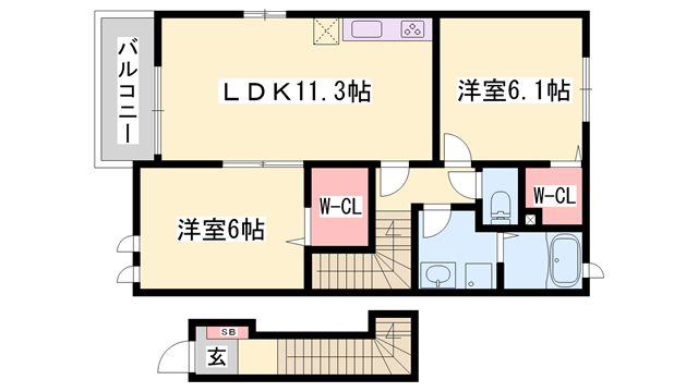 ピクシーズ・タウンⅠ(2LDK/2階)の間取り写真