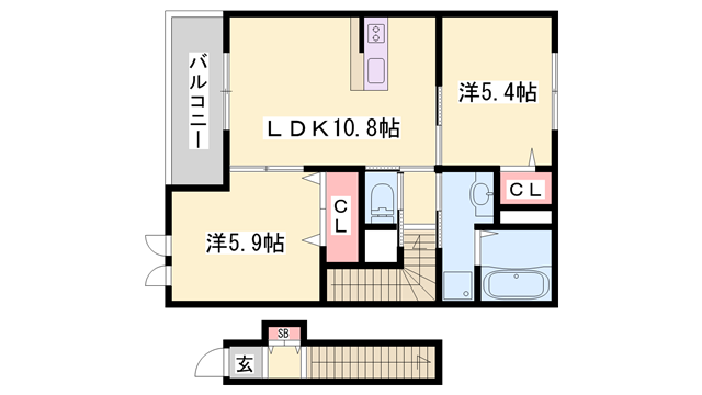 コンフォール御立(2LDK/2階)の間取り写真