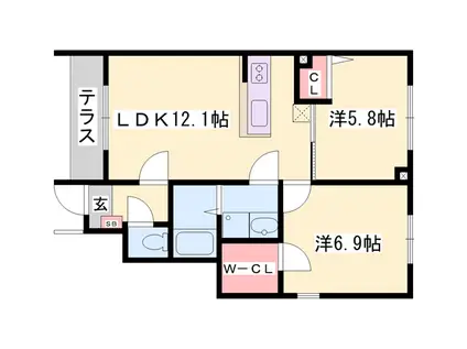 ステラコート1番館(2LDK/1階)の間取り写真