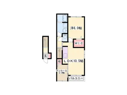 メゾン グレーヌ王子町Ⅱ(1LDK/2階)の間取り写真
