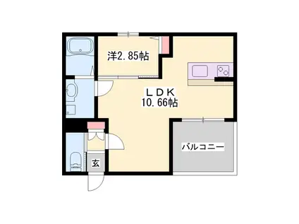 ボヌール英賀保駅前Ⅰ(1LDK/3階)の間取り写真