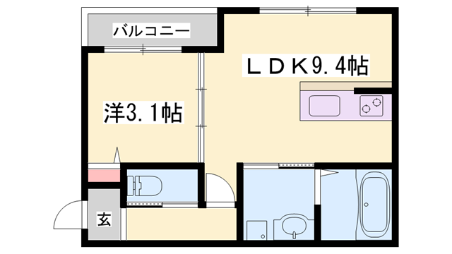 ボヌール英賀保駅前Ⅱ(1LDK/2階)の間取り写真