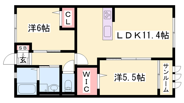 PURE RYUJU(2LDK/2階)の間取り写真