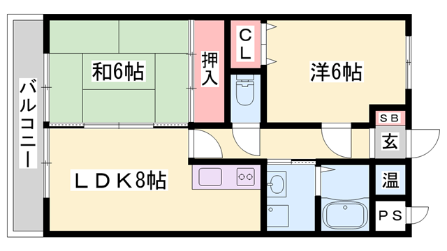 リバーサイド白鷺(2LDK/3階)の間取り写真
