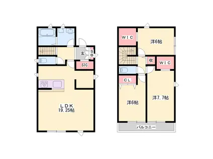 山陽本線 東加古川駅 徒歩25分 2階建 築3年(3LDK)の間取り写真