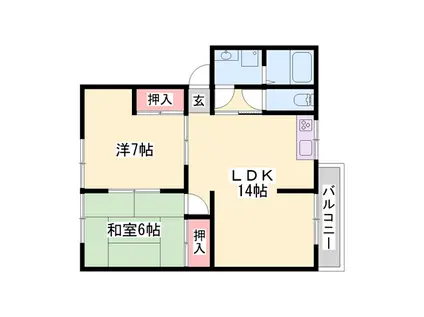 ウェルネス垣内(2LDK/1階)の間取り写真