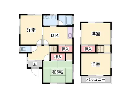 山陽本線 東加古川駅 徒歩17分 2階建 築43年(4DK)の間取り写真