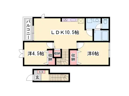 1&3アベニュー C棟(2LDK/2階)の間取り写真