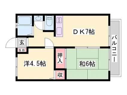サンシティ下手野(2DK/2階)の間取り写真