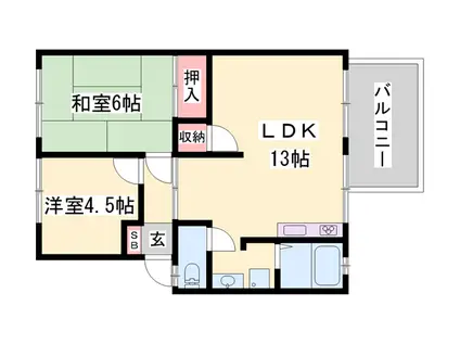 木橋ハイツ(2LDK/2階)の間取り写真