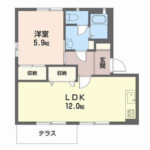 フレグランスエスパAB(2DK/1階)の間取り写真