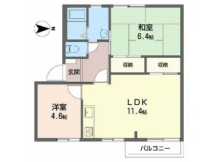 ハイツキララ(2LDK/2階)の間取り写真