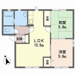 ディアス中島(2LDK/2階)の間取り写真