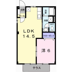 ブルーマウンテン(1LDK/1階)の間取り写真