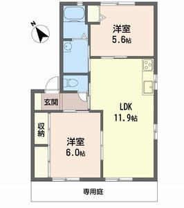 ヴェルジュール別所A・B(2LDK/1階)の間取り写真