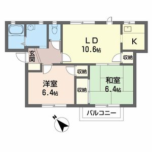 フレグランス今市(2LDK/2階)の間取り写真