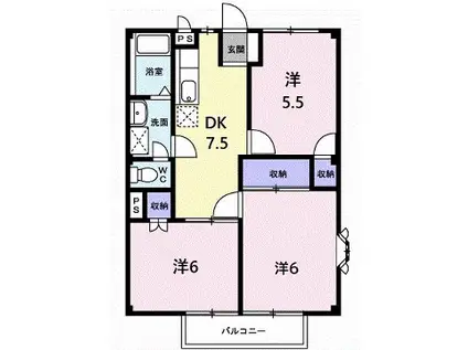 タウンリバティー(3DK/2階)の間取り写真