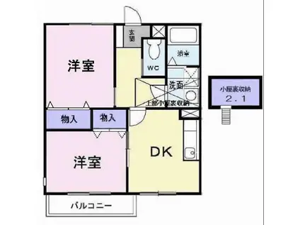 サンセール3(2DK/2階)の間取り写真