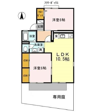 ビラ国分寺B棟(2LDK/1階)の間取り写真