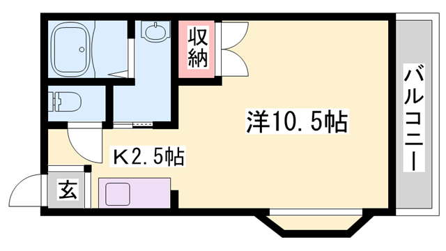 ハイネス花北(1K/2階)の間取り写真