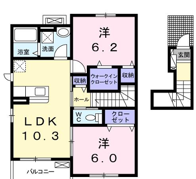 パン リーヴル(2LDK/2階)の間取り写真