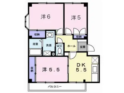 サンエルディム(3DK/2階)の間取り写真