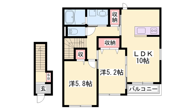 ライズアップ(2LDK/2階)の間取り写真