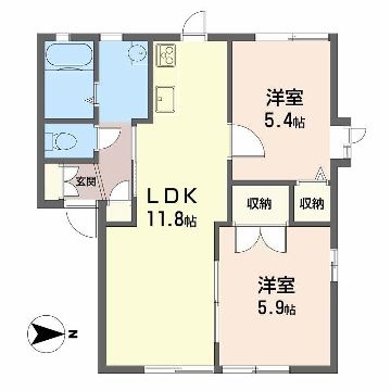 ディアスあこちこ(2LDK/1階)の間取り写真
