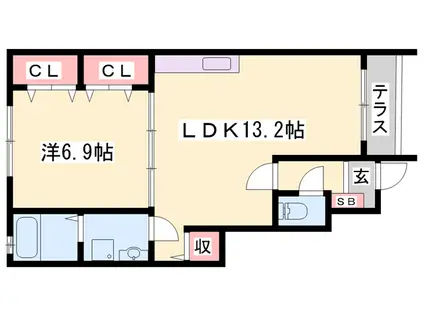 メゾンタカモト一番館(1LDK/1階)の間取り写真