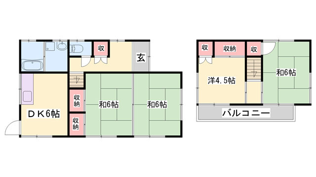 山陽本線 東加古川駅 徒歩18分 2階建 築56年(4DK)の間取り写真