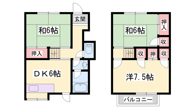 2加古川ヤングハイツ(3DK/1階)の間取り写真