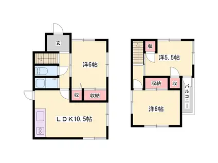 姫新線 余部駅 徒歩2分 2階建 築52年(4DK)の間取り写真
