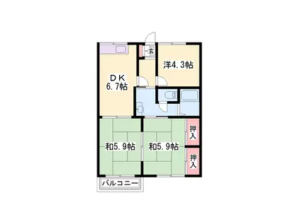 ガーデンハイツ緑ケ丘CD(3DK/1階)の間取り写真