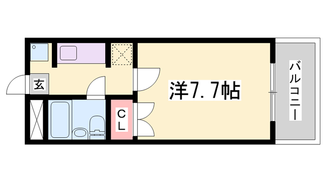 K・X御立(1K/2階)の間取り写真