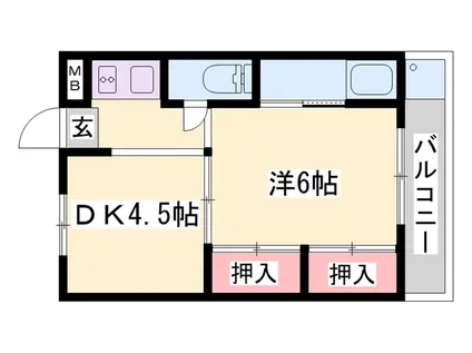 ビレッジハウス今在家(1DK/3階)の間取り写真