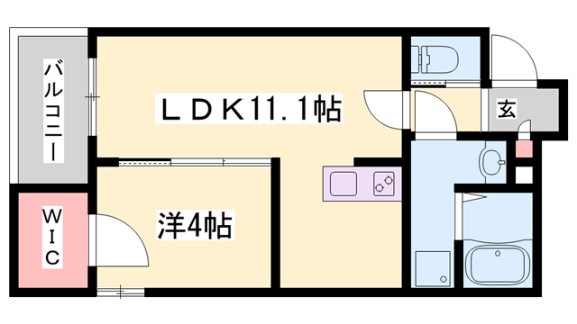 ジーメゾン新在家(1LDK/3階)の間取り写真