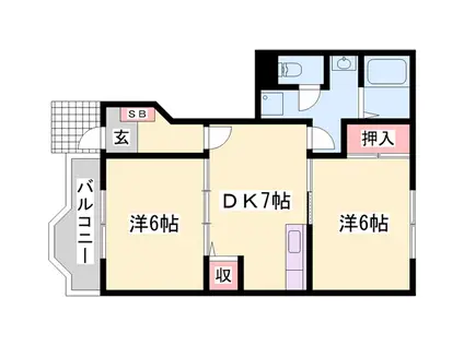 フレンドリー大野(2DK/1階)の間取り写真