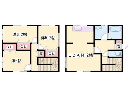 姫新線 播磨高岡駅 徒歩30分 2階建 築27年(3LDK)の間取り写真