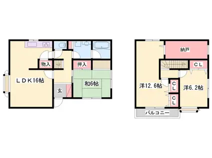 姫新線 播磨高岡駅 徒歩29分 2階建 築39年(3LDK)の間取り写真