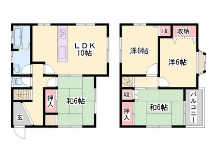 山陽電気鉄道本線 別府駅(兵庫) 徒歩20分 2階建 築29年(4LDK)の間取り写真