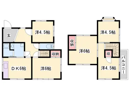 山陽電気鉄道本線 浜の宮駅 徒歩11分 2階建 築44年(5DK)の間取り写真
