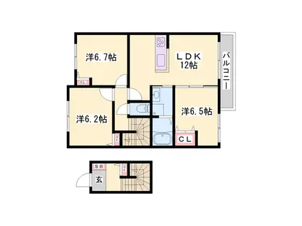 シャーメゾン城之内(3LDK/2階)の間取り写真